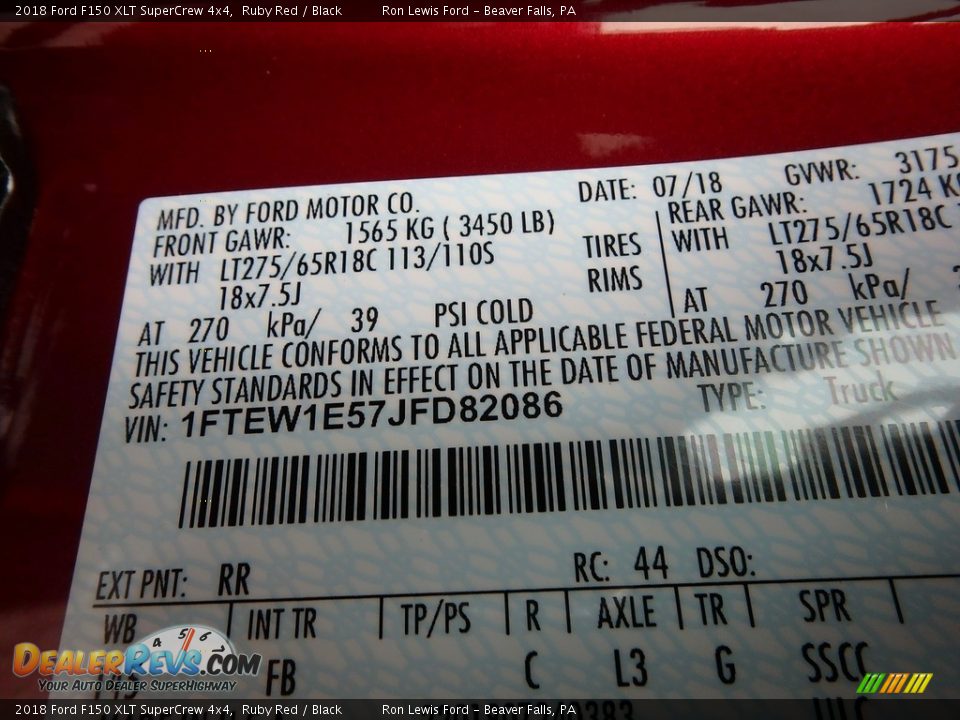 2018 Ford F150 XLT SuperCrew 4x4 Ruby Red / Black Photo #14
