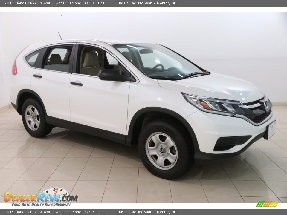 2015 Honda CR-V LX AWD White Diamond Pearl / Beige Photo #1