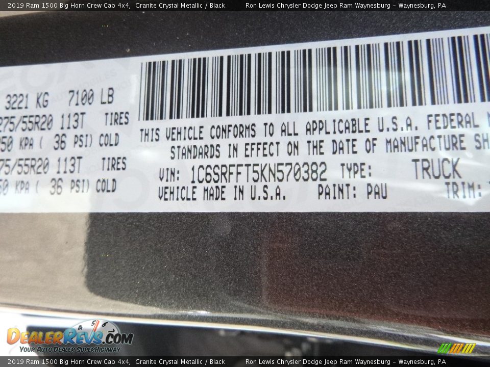 2019 Ram 1500 Big Horn Crew Cab 4x4 Granite Crystal Metallic / Black Photo #14
