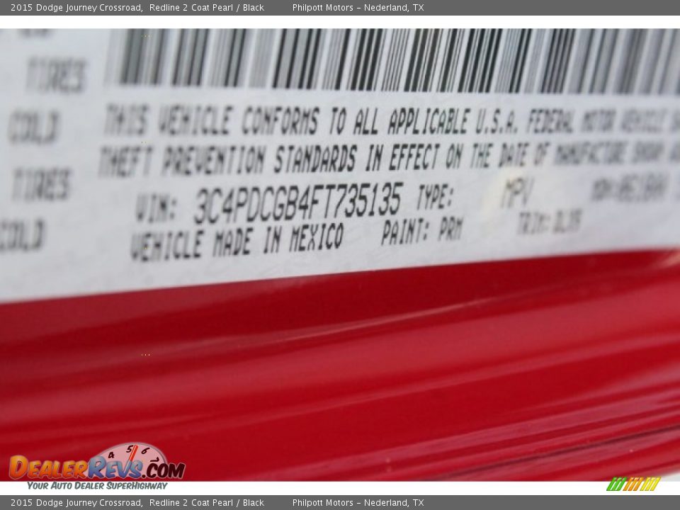 2015 Dodge Journey Crossroad Redline 2 Coat Pearl / Black Photo #36