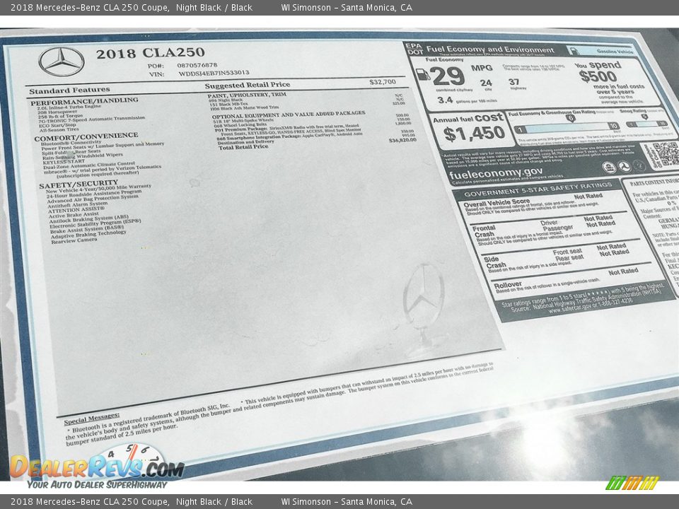 2018 Mercedes-Benz CLA 250 Coupe Night Black / Black Photo #11