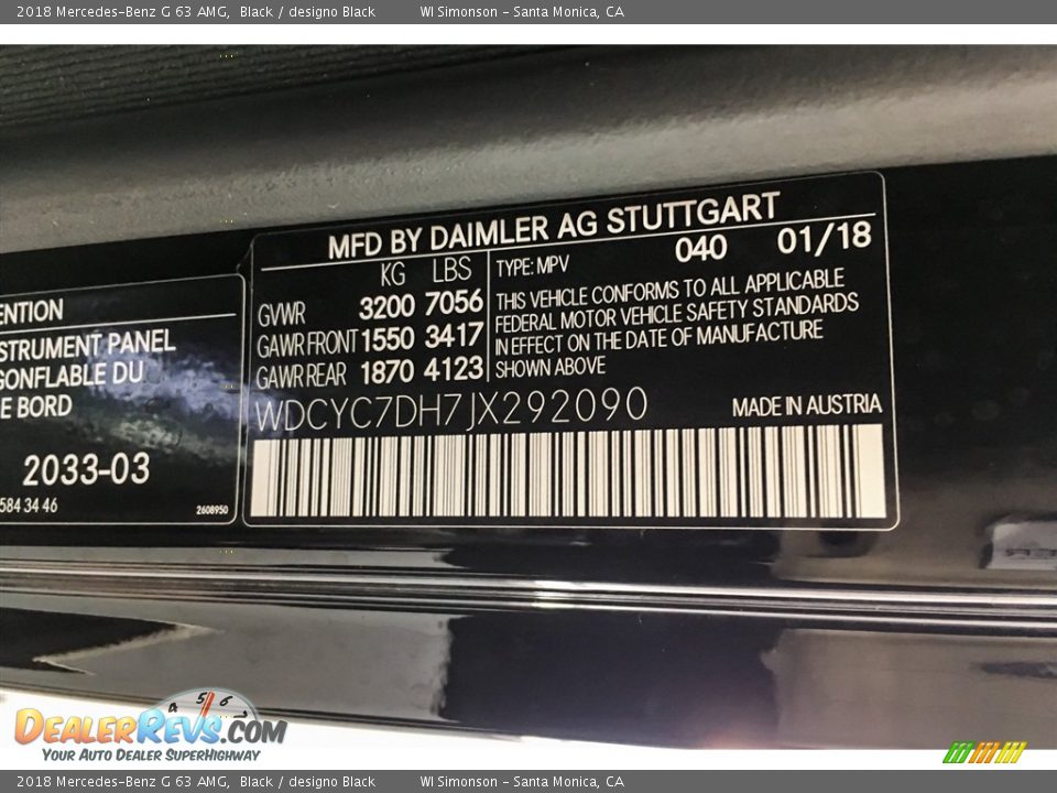 2018 Mercedes-Benz G 63 AMG Black / designo Black Photo #25
