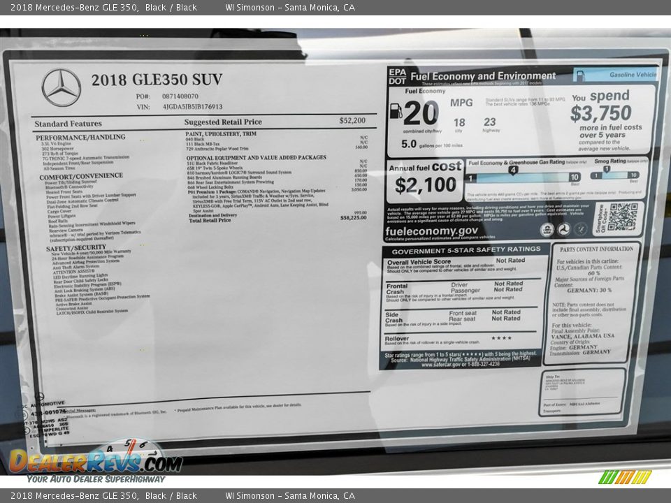 2018 Mercedes-Benz GLE 350 Black / Black Photo #10