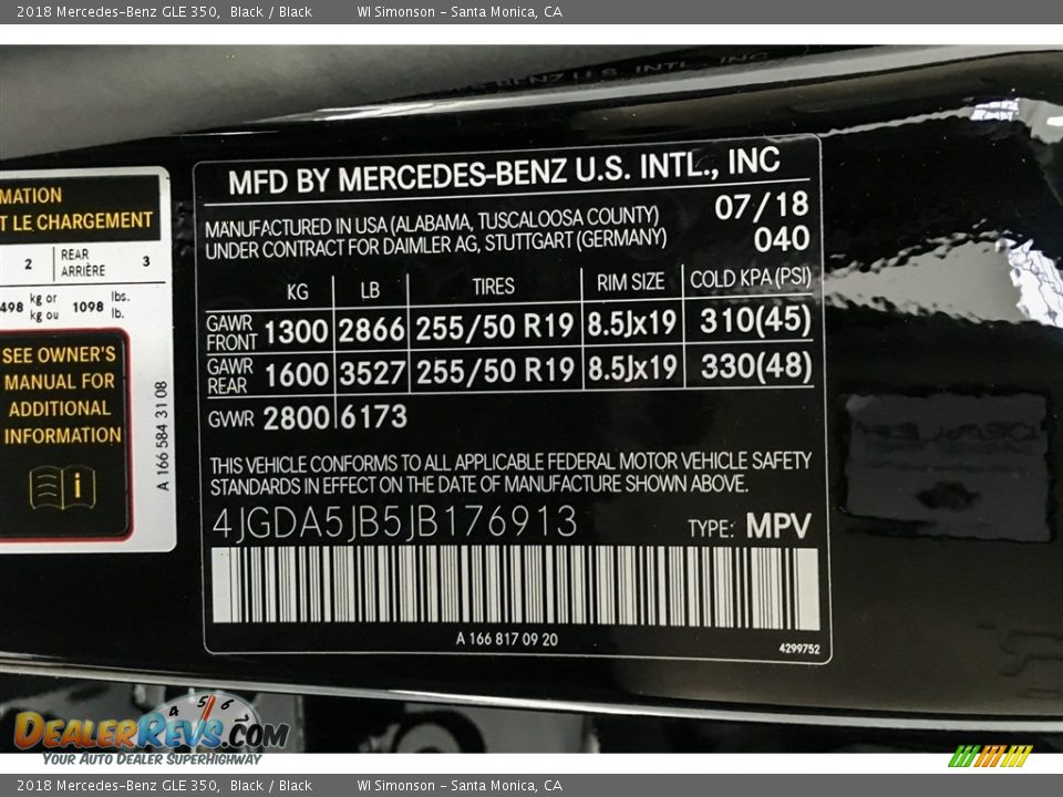 2018 Mercedes-Benz GLE 350 Black / Black Photo #11