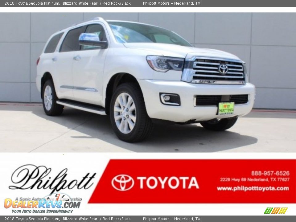 2018 Toyota Sequoia Platinum Blizzard White Pearl / Red Rock/Black Photo #1
