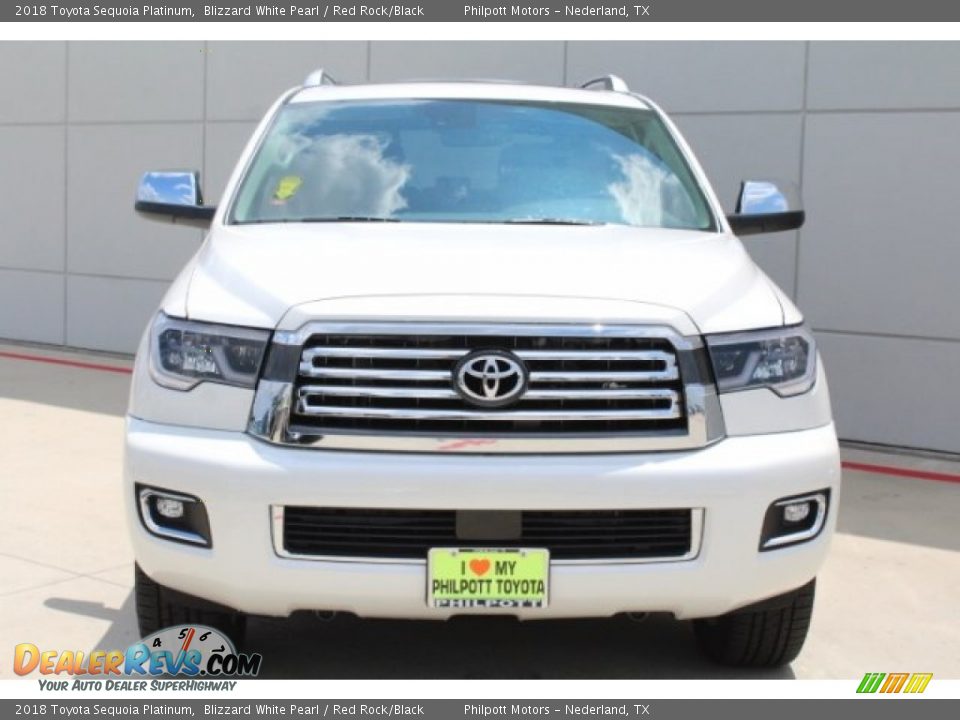 2018 Toyota Sequoia Platinum Blizzard White Pearl / Red Rock/Black Photo #2