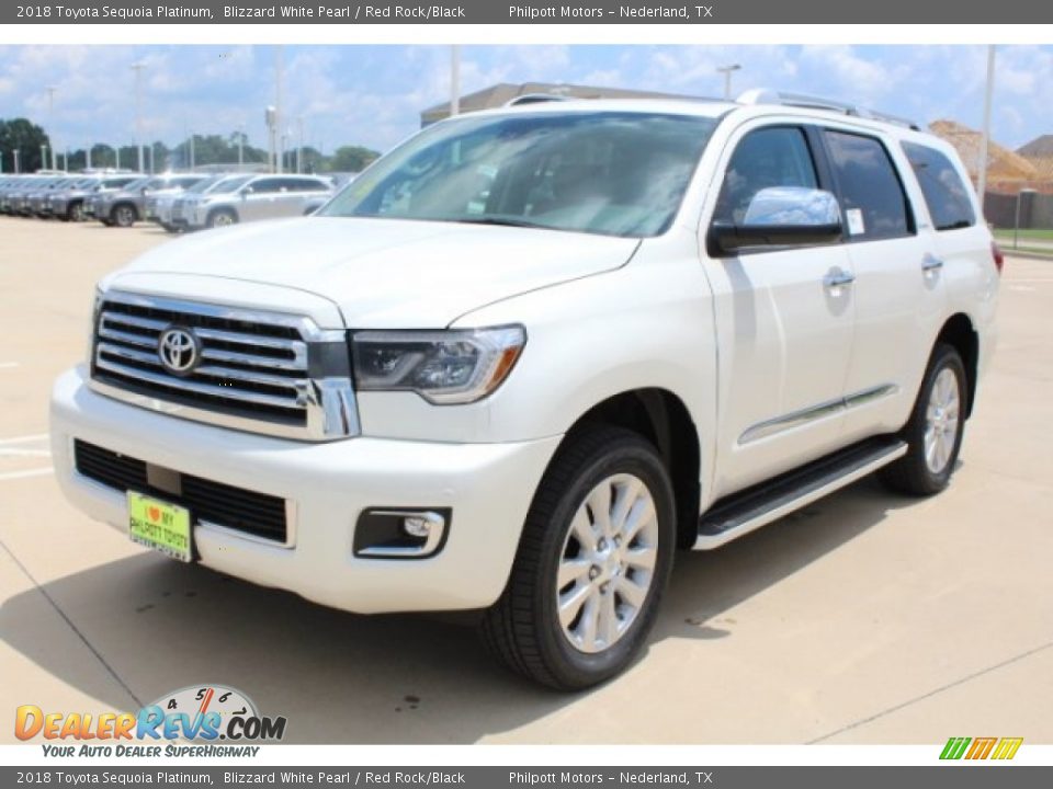 2018 Toyota Sequoia Platinum Blizzard White Pearl / Red Rock/Black Photo #3