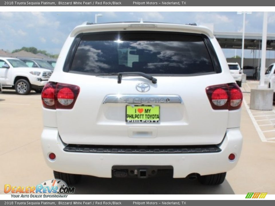 2018 Toyota Sequoia Platinum Blizzard White Pearl / Red Rock/Black Photo #7