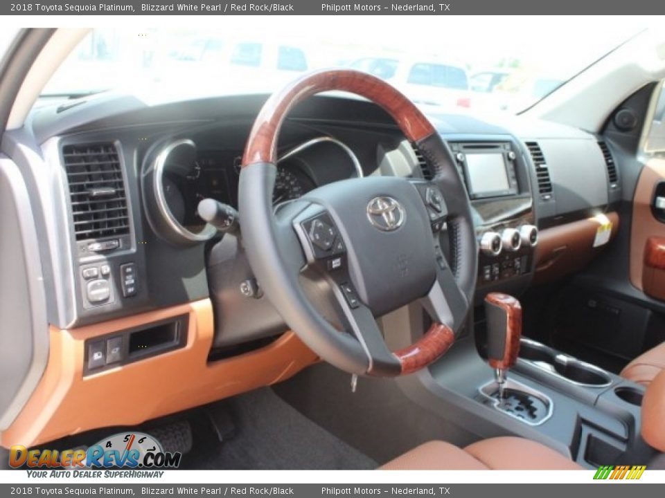 2018 Toyota Sequoia Platinum Blizzard White Pearl / Red Rock/Black Photo #13