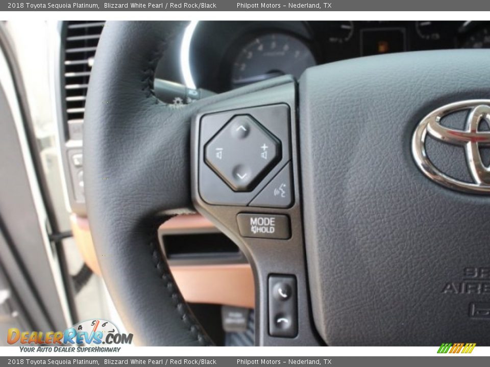2018 Toyota Sequoia Platinum Blizzard White Pearl / Red Rock/Black Photo #19