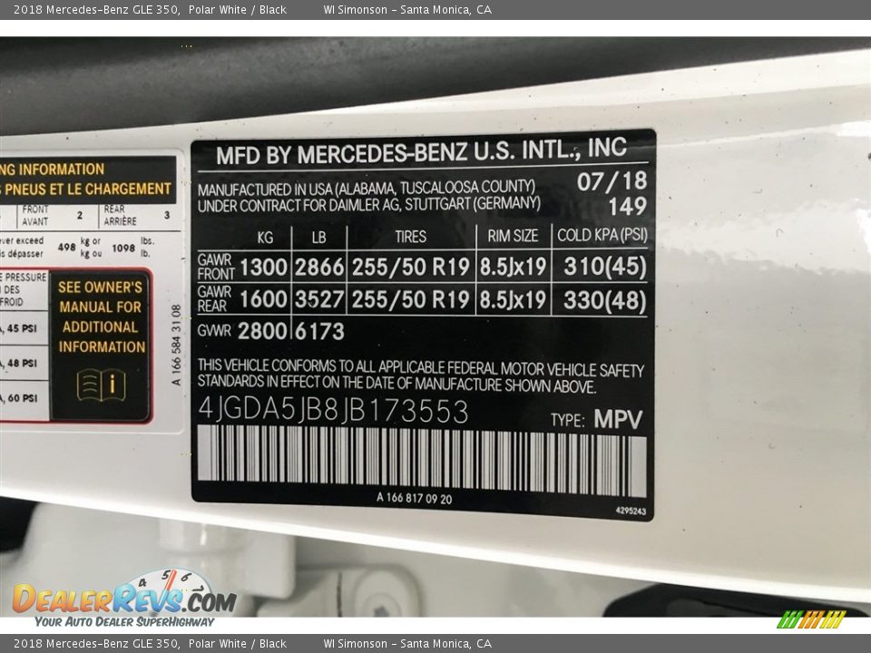 2018 Mercedes-Benz GLE 350 Polar White / Black Photo #11