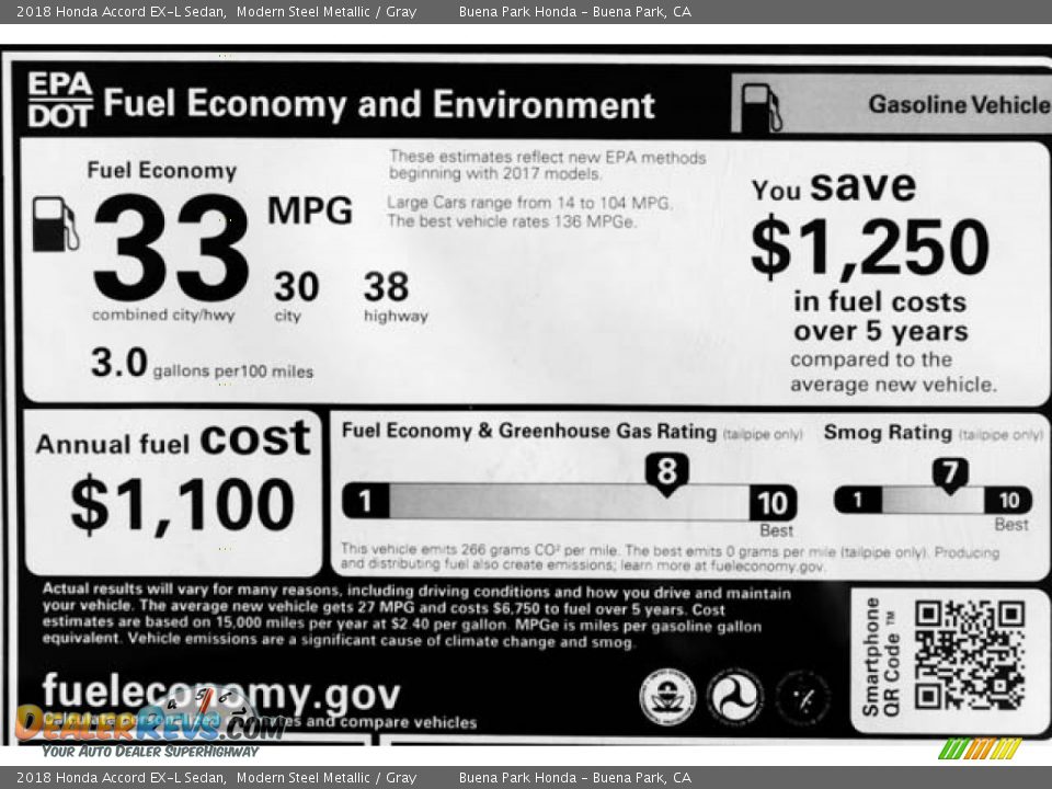 2018 Honda Accord EX-L Sedan Modern Steel Metallic / Gray Photo #35