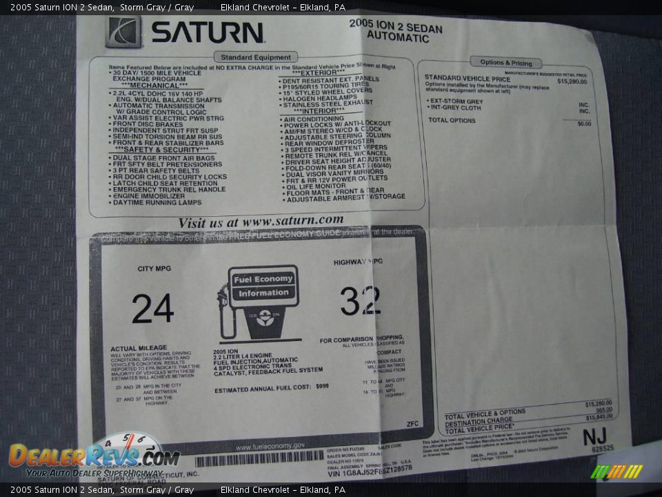 2005 Saturn ION 2 Sedan Storm Gray / Gray Photo #24