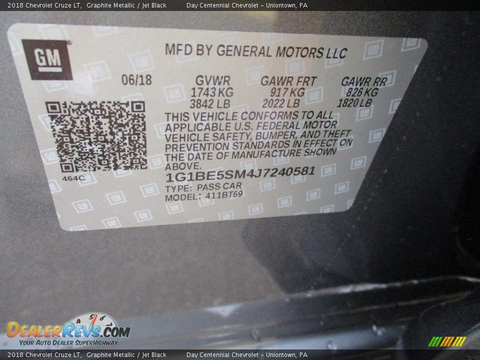 2018 Chevrolet Cruze LT Graphite Metallic / Jet Black Photo #15
