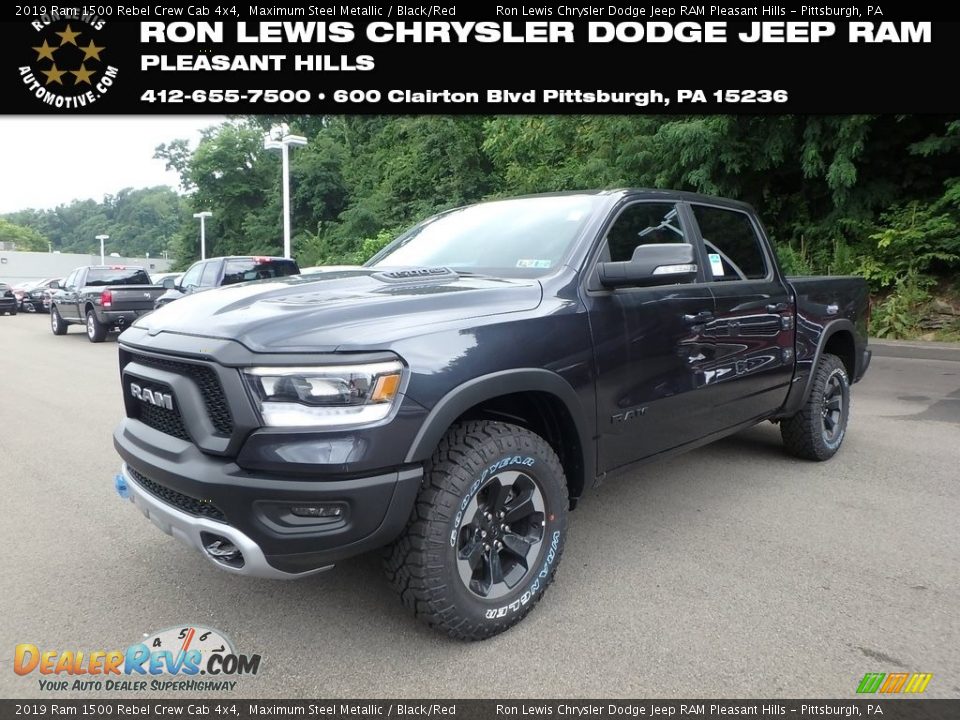 2019 Ram 1500 Rebel Crew Cab 4x4 Maximum Steel Metallic / Black/Red Photo #1