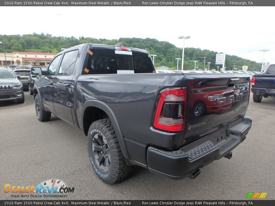 2019 Ram 1500 Rebel Crew Cab 4x4 Maximum Steel Metallic / Black/Red Photo #3