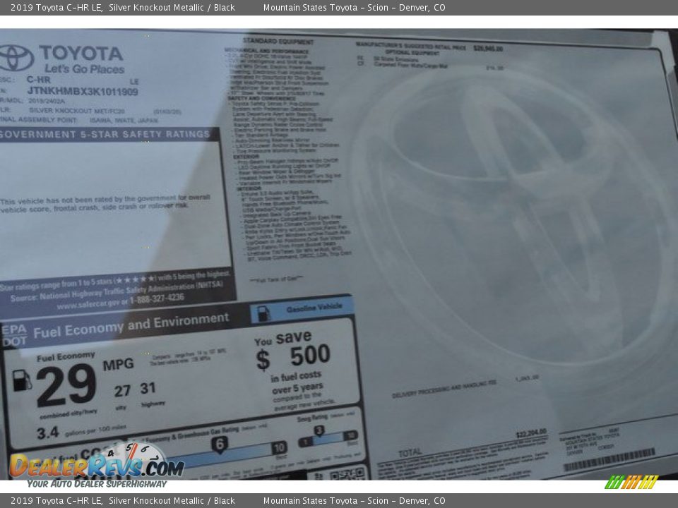 2019 Toyota C-HR LE Window Sticker Photo #36