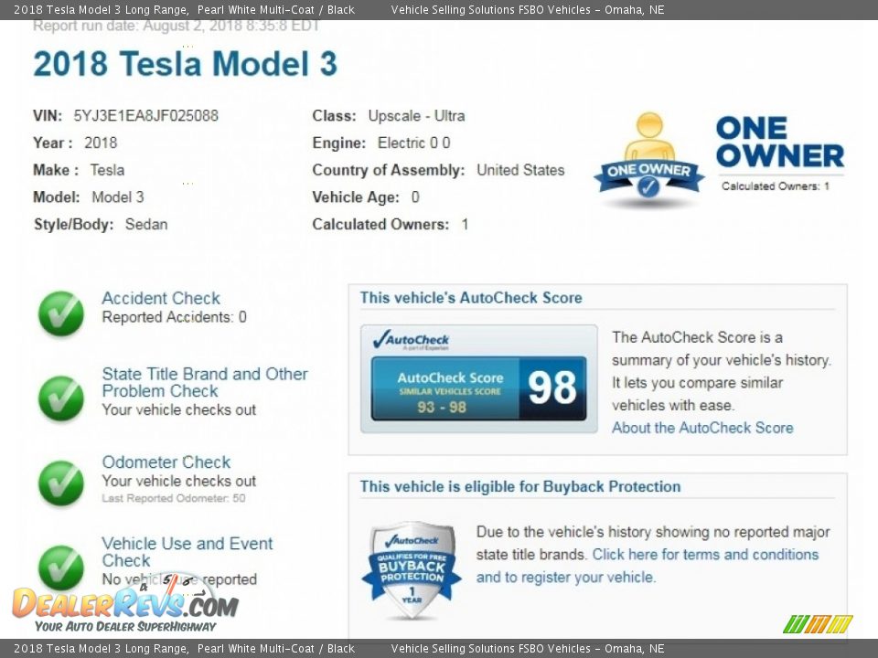 Dealer Info of 2018 Tesla Model 3 Long Range Photo #2