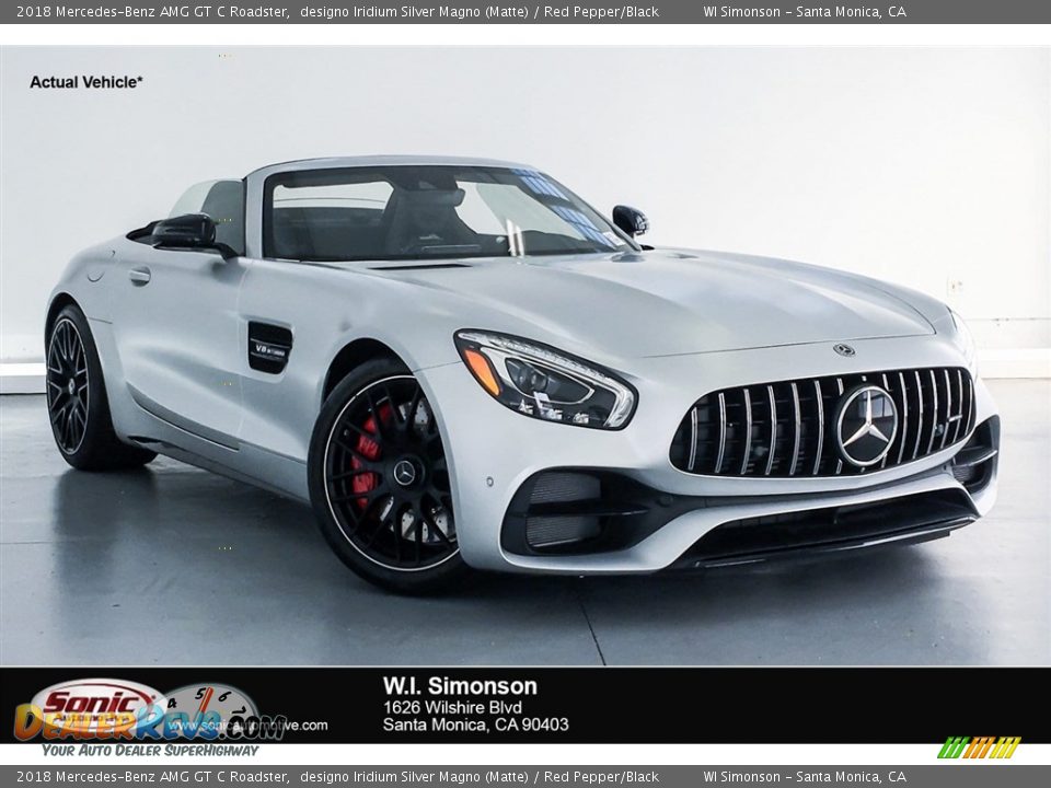 2018 Mercedes-Benz AMG GT C Roadster designo Iridium Silver Magno (Matte) / Red Pepper/Black Photo #1