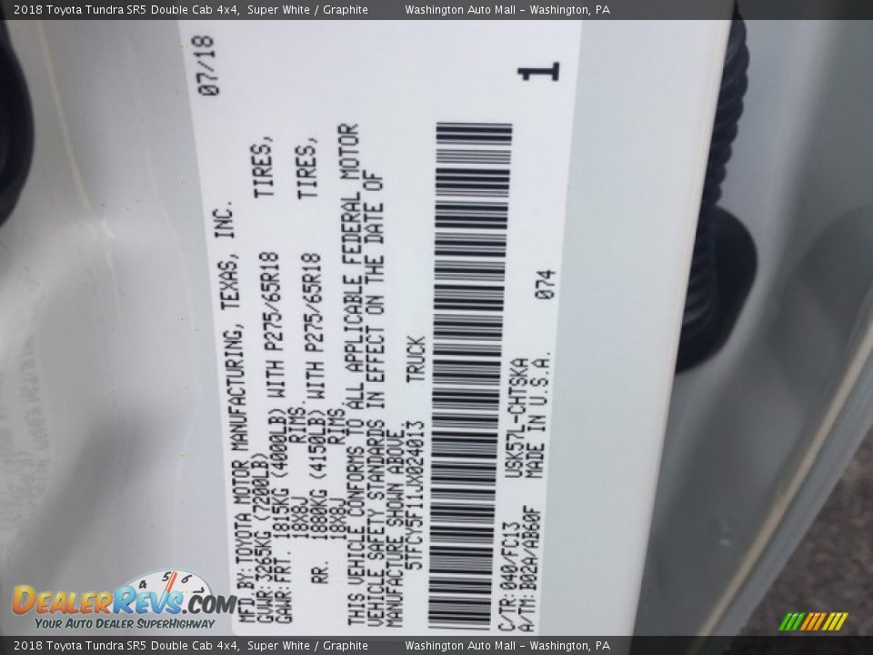 2018 Toyota Tundra SR5 Double Cab 4x4 Super White / Graphite Photo #23