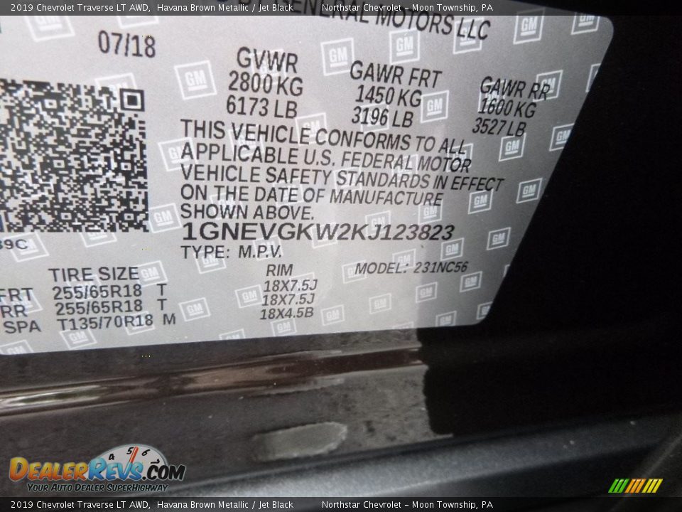 2019 Chevrolet Traverse LT AWD Havana Brown Metallic / Jet Black Photo #17