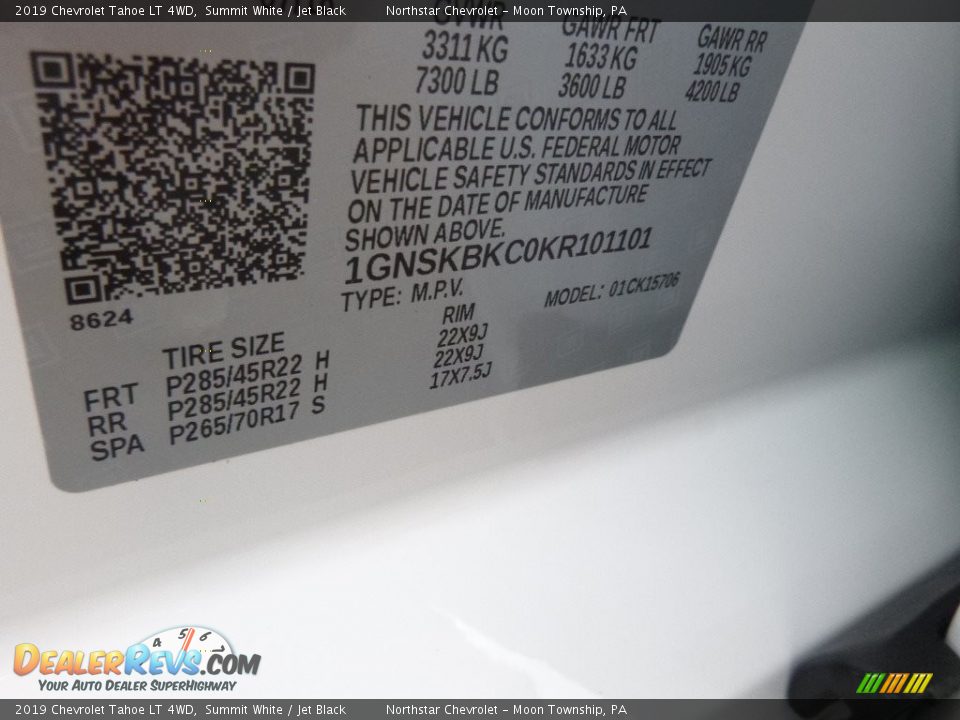2019 Chevrolet Tahoe LT 4WD Summit White / Jet Black Photo #17