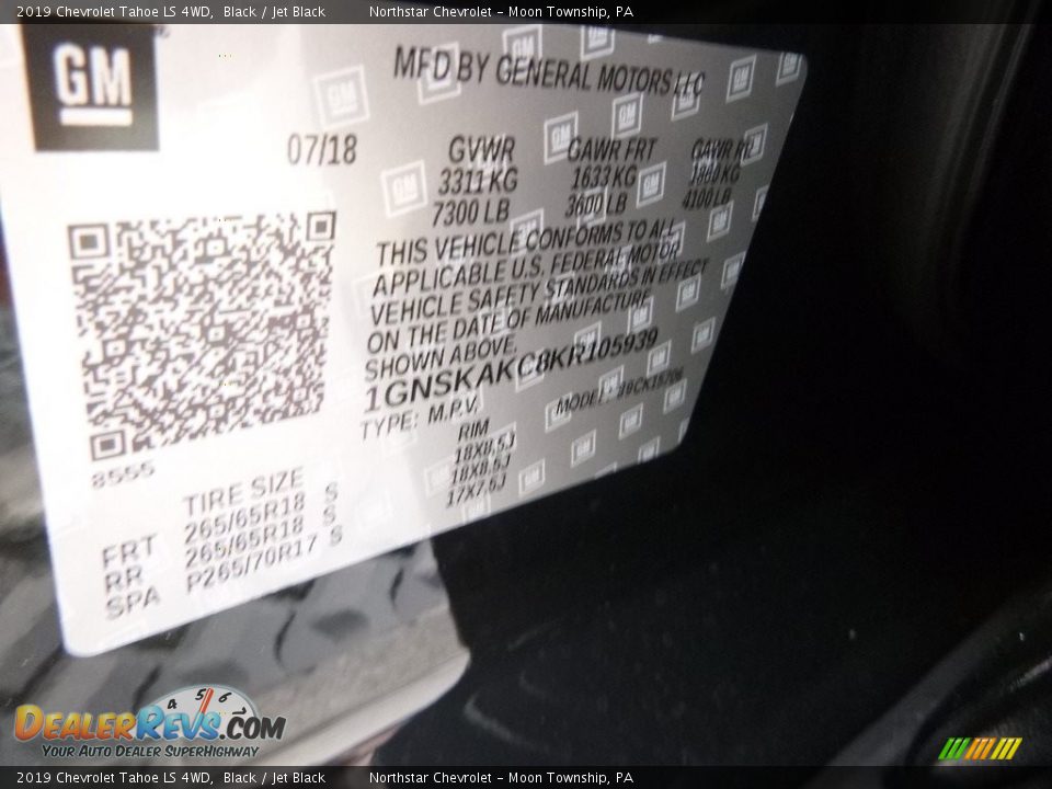 2019 Chevrolet Tahoe LS 4WD Black / Jet Black Photo #16