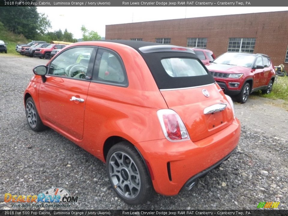 2018 Fiat 500 Pop Cabrio Luminosa Orange / Ivory (Avorio) Photo #3
