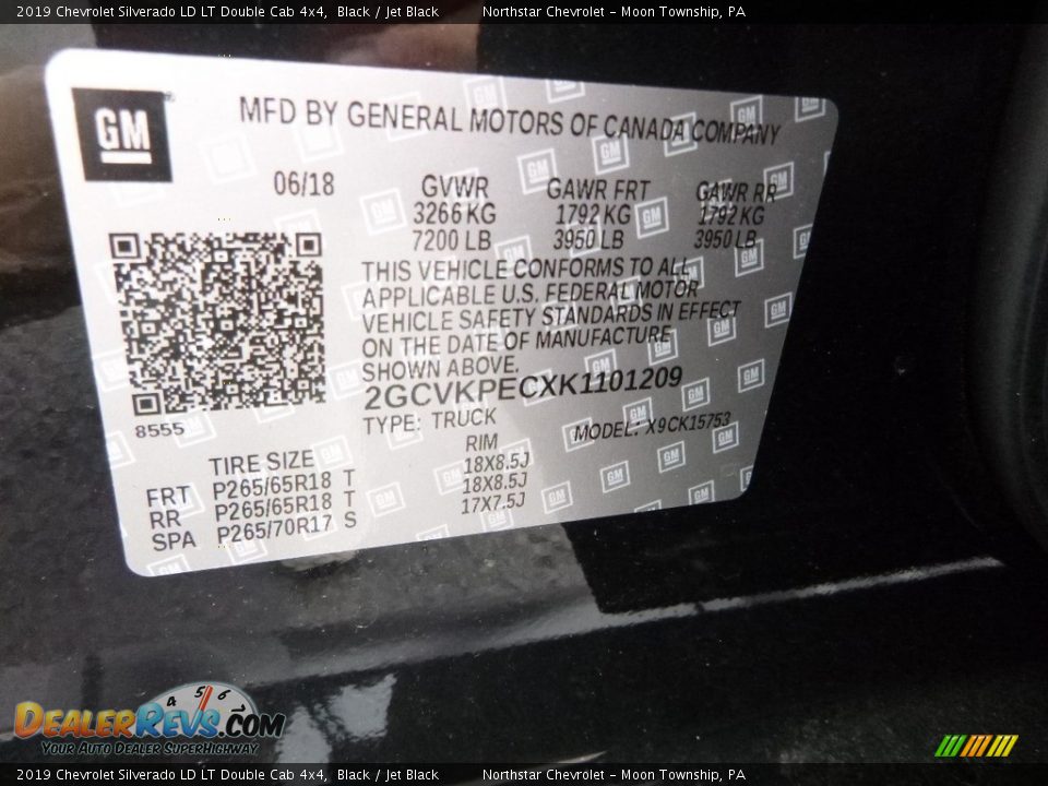 2019 Chevrolet Silverado LD LT Double Cab 4x4 Black / Jet Black Photo #17