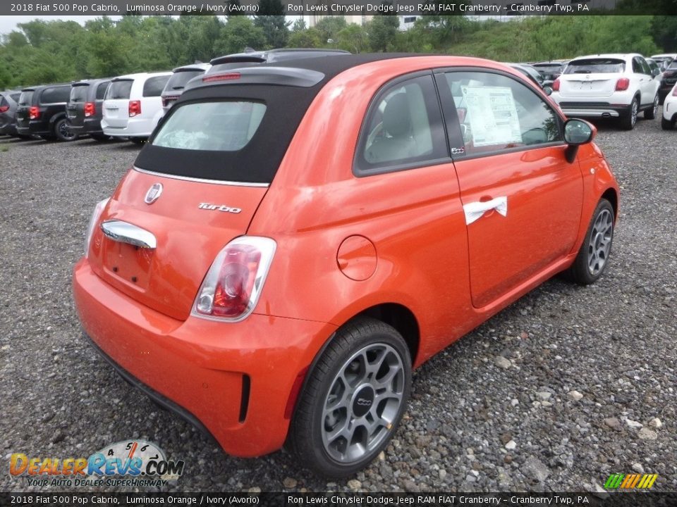2018 Fiat 500 Pop Cabrio Luminosa Orange / Ivory (Avorio) Photo #5