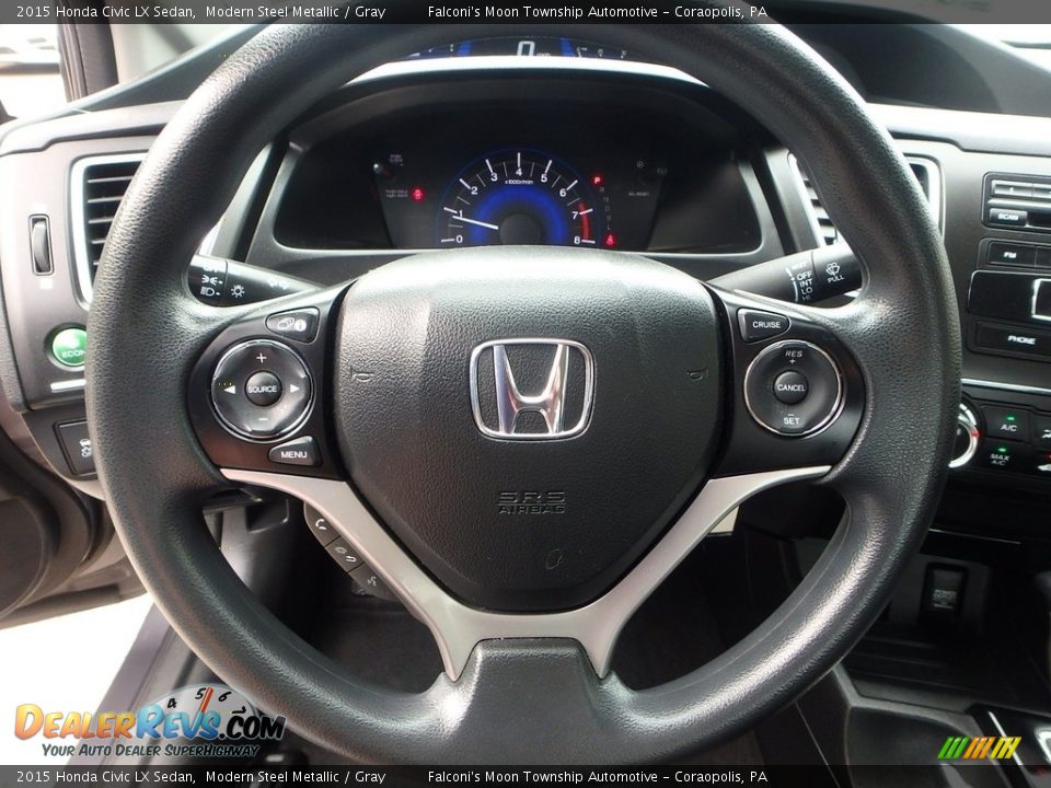 2015 Honda Civic LX Sedan Modern Steel Metallic / Gray Photo #21