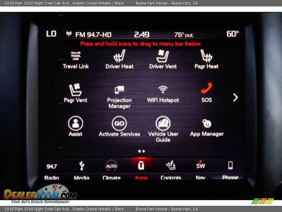 2018 Ram 1500 Night Crew Cab 4x4 Granite Crystal Metallic / Black Photo #27
