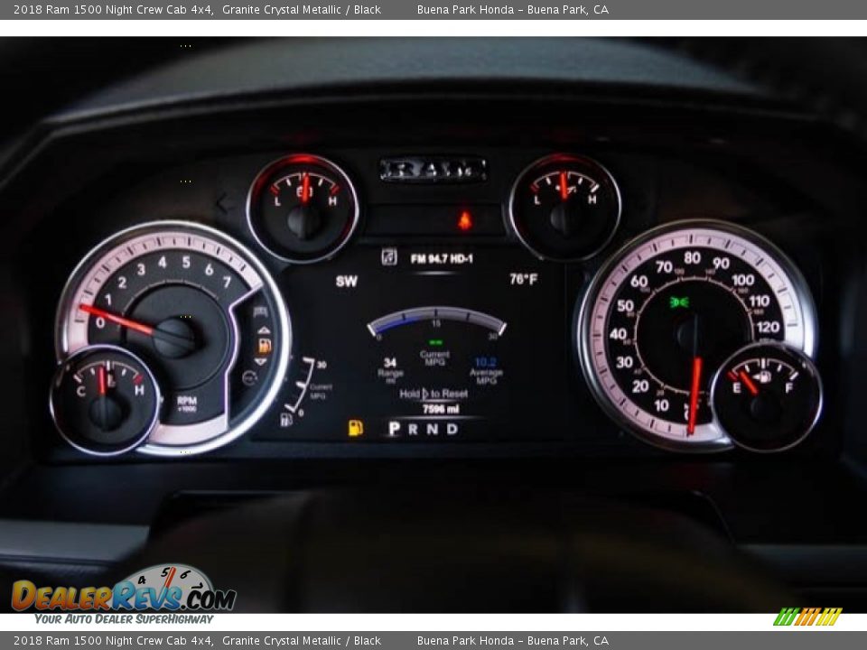 2018 Ram 1500 Night Crew Cab 4x4 Granite Crystal Metallic / Black Photo #30