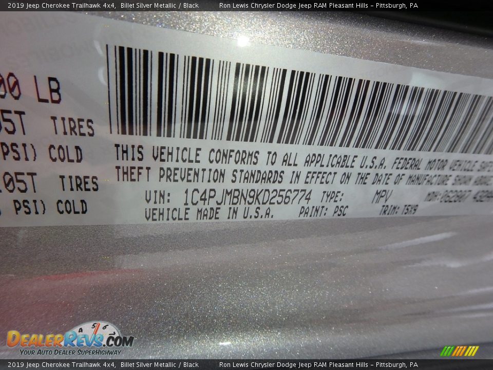 2019 Jeep Cherokee Trailhawk 4x4 Billet Silver Metallic / Black Photo #14