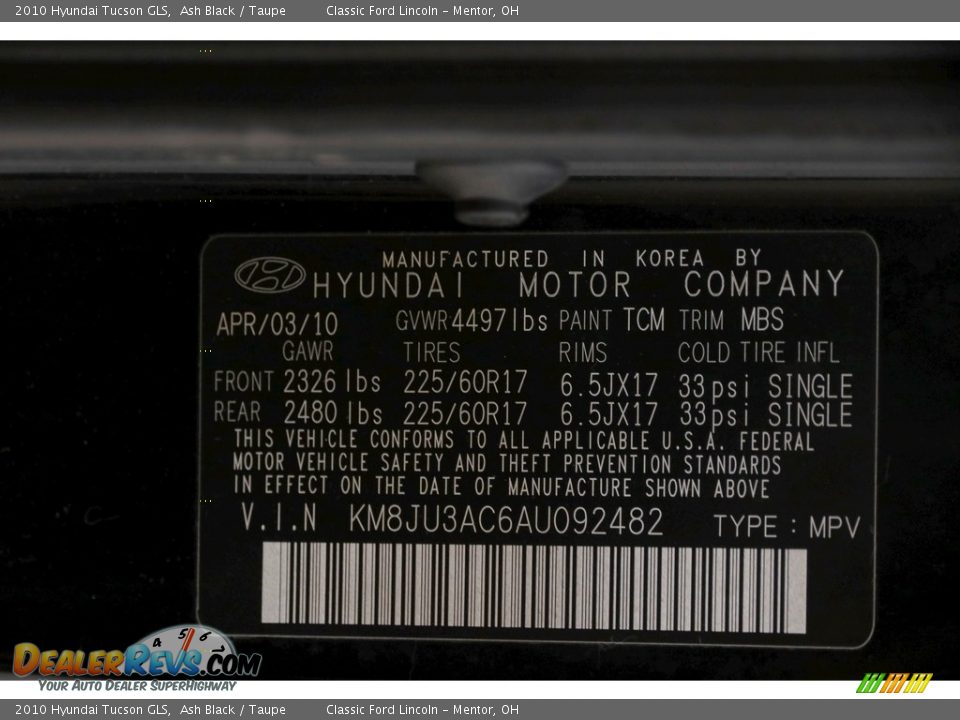 2010 Hyundai Tucson GLS Ash Black / Taupe Photo #18