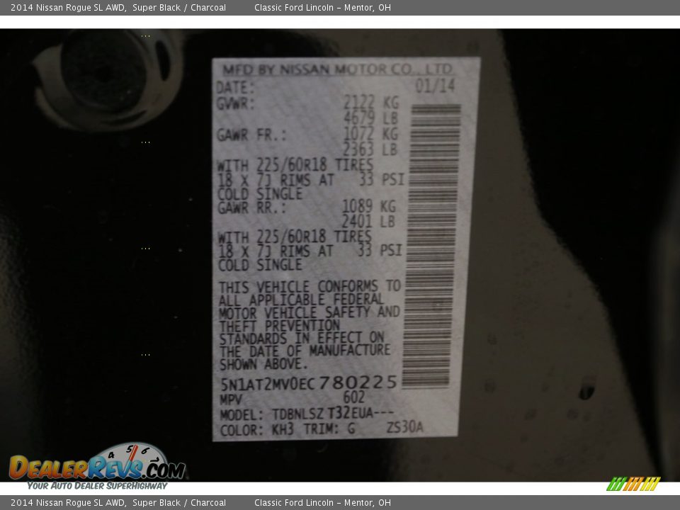 2014 Nissan Rogue SL AWD Super Black / Charcoal Photo #36