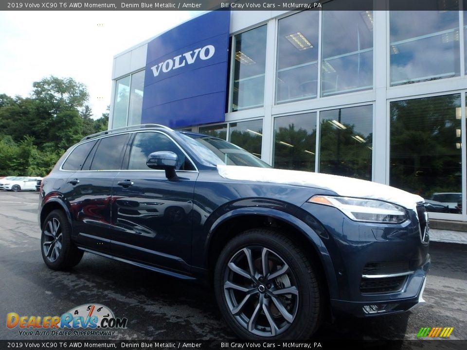 2019 Volvo XC90 T6 AWD Momentum Denim Blue Metallic / Amber Photo #1