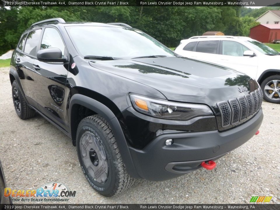 2019 Jeep Cherokee Trailhawk 4x4 Diamond Black Crystal Pearl / Black Photo #10