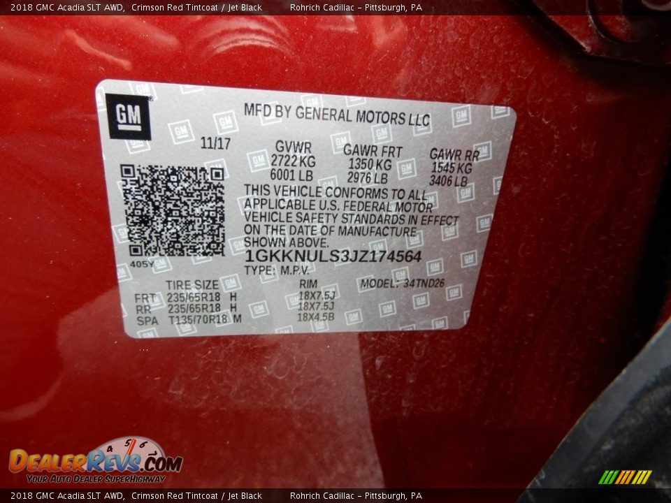 2018 GMC Acadia SLT AWD Crimson Red Tintcoat / Jet Black Photo #18
