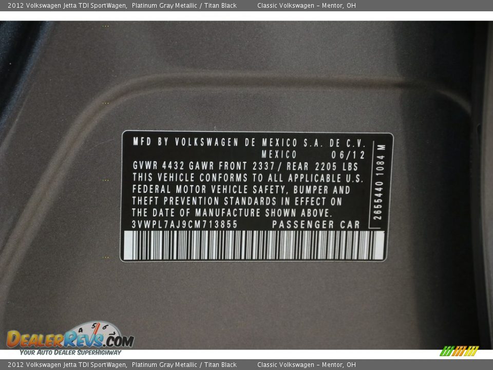 2012 Volkswagen Jetta TDI SportWagen Platinum Gray Metallic / Titan Black Photo #20