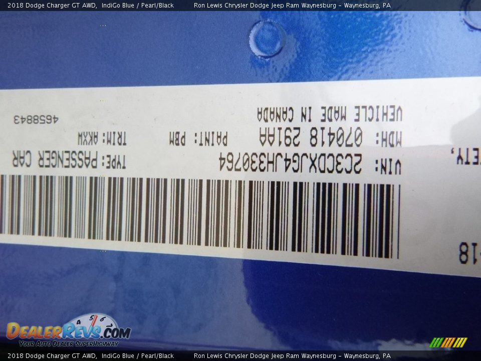 2018 Dodge Charger GT AWD IndiGo Blue / Pearl/Black Photo #14
