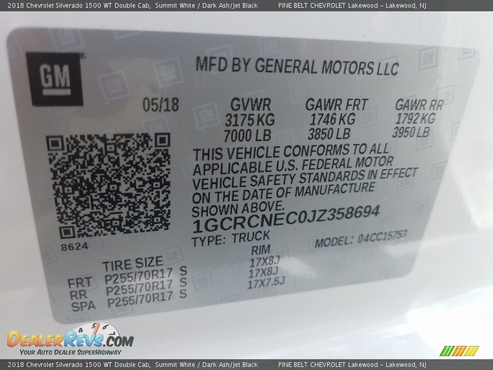 2018 Chevrolet Silverado 1500 WT Double Cab Summit White / Dark Ash/Jet Black Photo #9