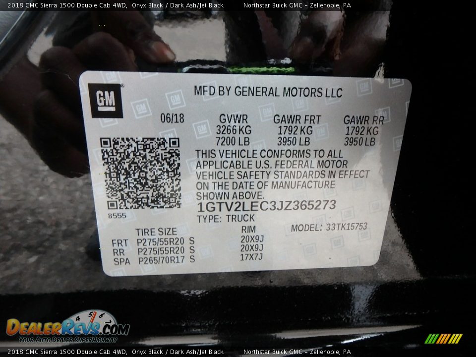 2018 GMC Sierra 1500 Double Cab 4WD Onyx Black / Dark Ash/Jet Black Photo #14