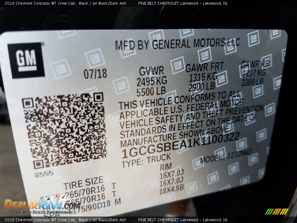 2019 Chevrolet Colorado WT Crew Cab Black / Jet Black/Dark Ash Photo #9