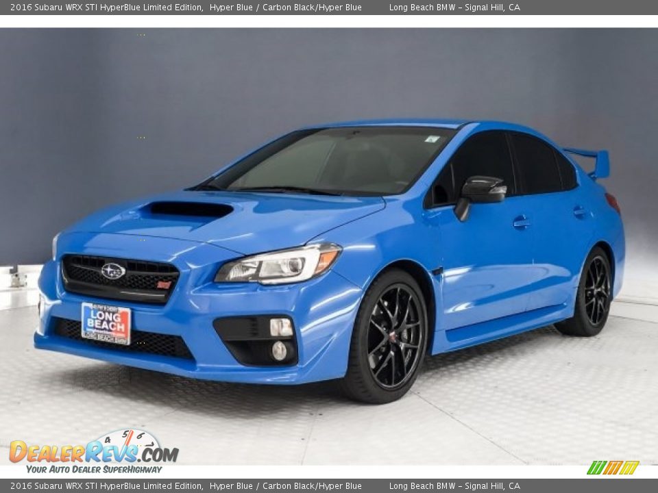 Front 3/4 View of 2016 Subaru WRX STI HyperBlue Limited Edition Photo #12
