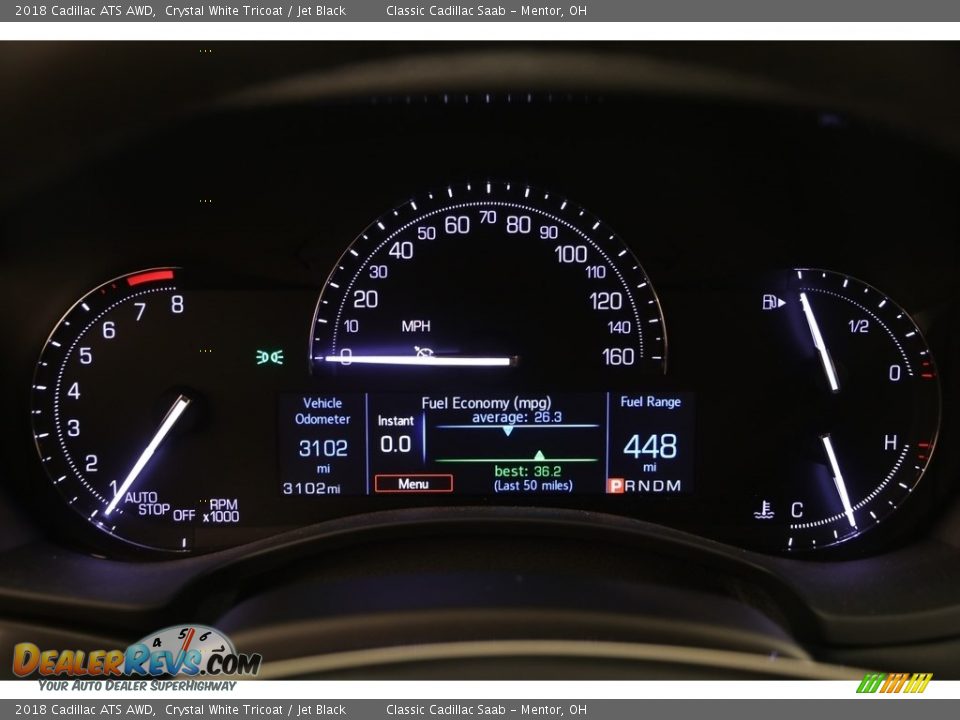 2018 Cadillac ATS AWD Crystal White Tricoat / Jet Black Photo #9