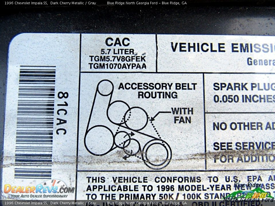 1996 Chevrolet Impala SS Dark Cherry Metallic / Gray Photo #28