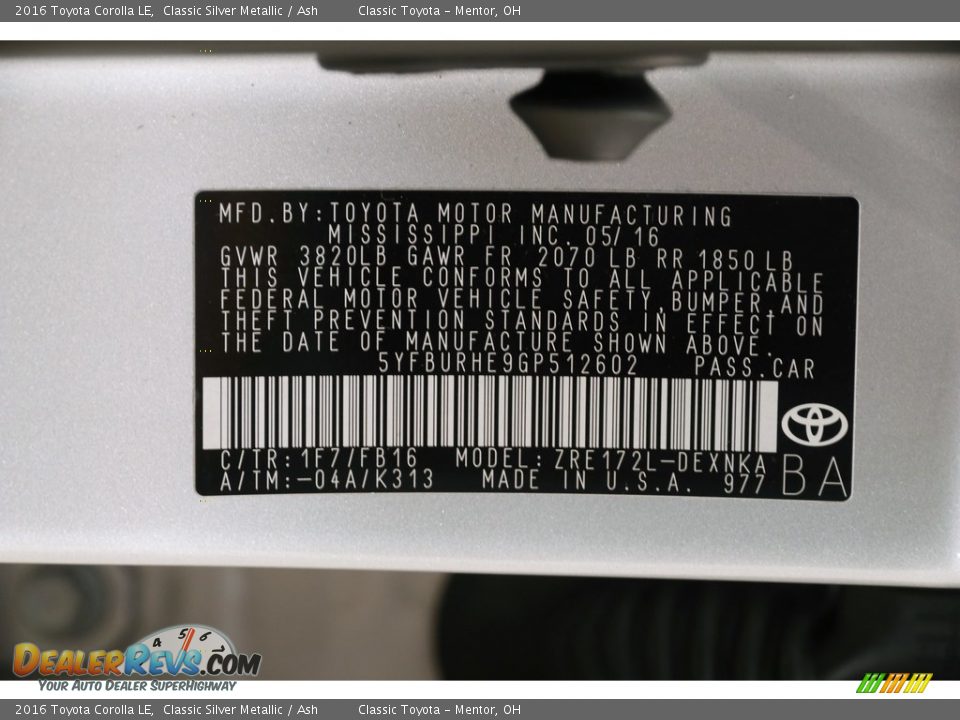 2016 Toyota Corolla LE Classic Silver Metallic / Ash Photo #19
