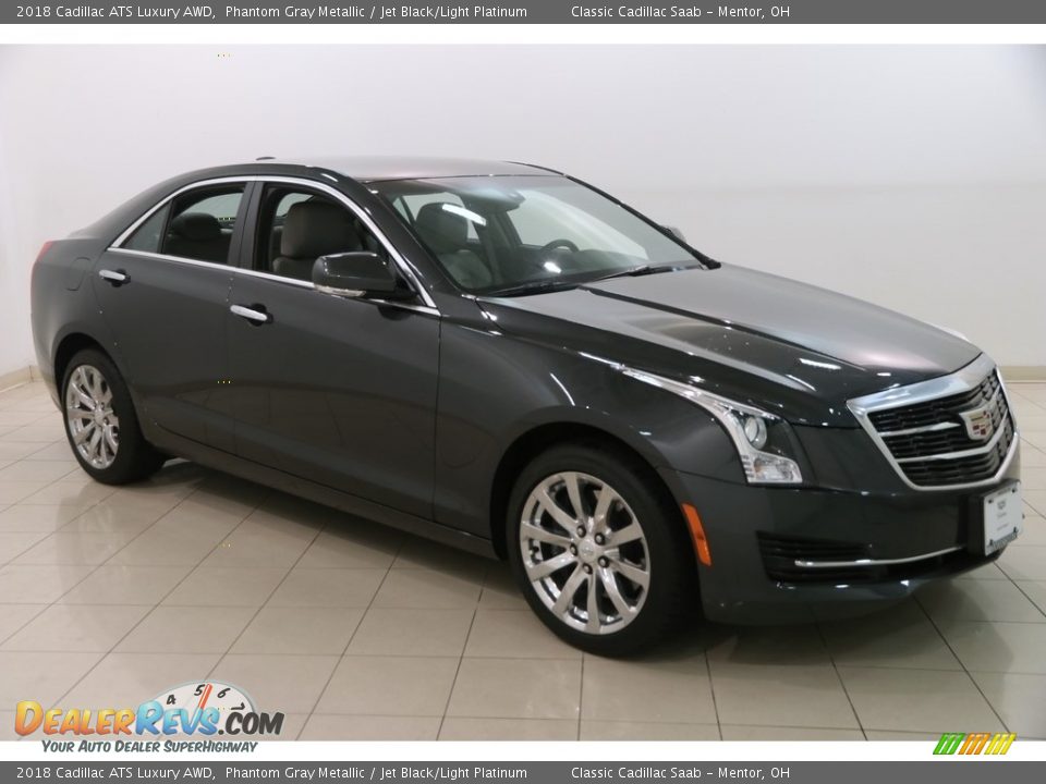 2018 Cadillac ATS Luxury AWD Phantom Gray Metallic / Jet Black/Light Platinum Photo #1