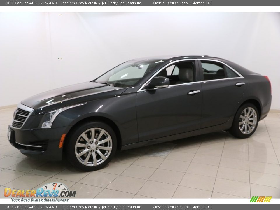 2018 Cadillac ATS Luxury AWD Phantom Gray Metallic / Jet Black/Light Platinum Photo #3